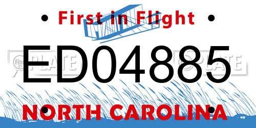 ED04885 North Carolina License Plate