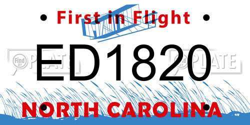 ED1820 North Carolina License Plate