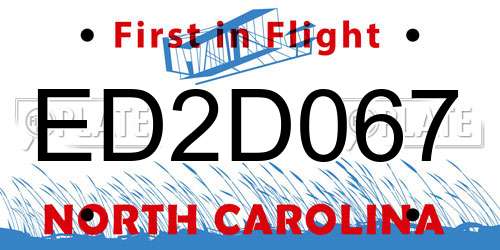 ED2D067 North Carolina License Plate