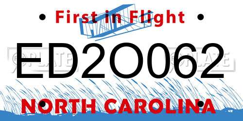 ED2O062 North Carolina License Plate