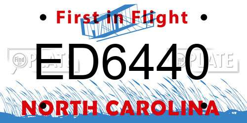 ED6440 North Carolina License Plate