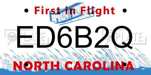 ED6B2Q North Carolina License Plate