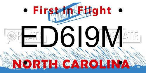 ED6I9M North Carolina License Plate