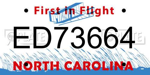 ED73664 North Carolina License Plate