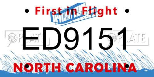 ED9151 North Carolina License Plate