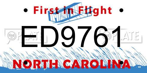 ED9761 North Carolina License Plate