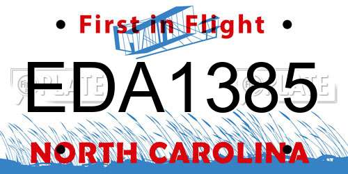 EDA1385 North Carolina License Plate