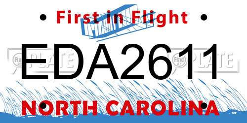 EDA2611 North Carolina License Plate
