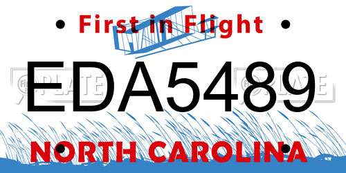 EDA5489 North Carolina License Plate