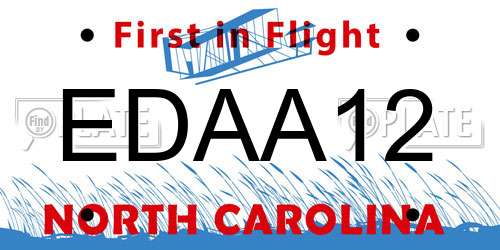 EDAA12 North Carolina License Plate