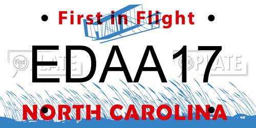 EDAA17 North Carolina License Plate