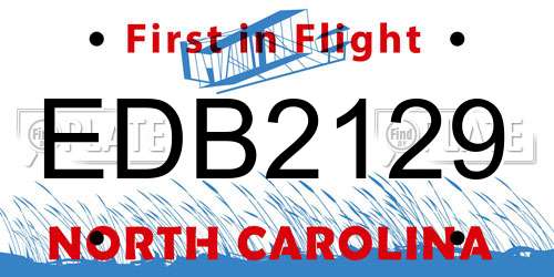 EDB2129 North Carolina License Plate