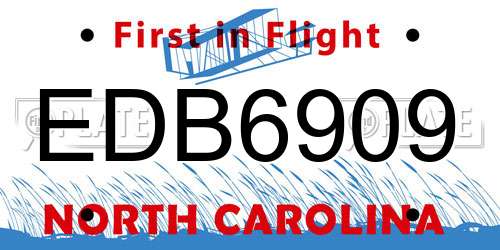 EDB6909 North Carolina License Plate