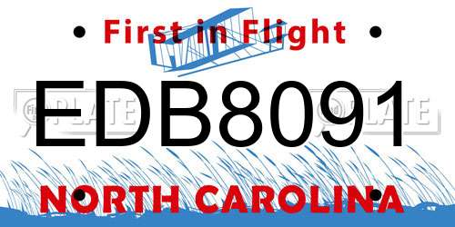 EDB8091 North Carolina License Plate