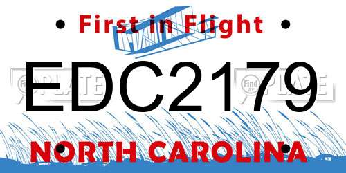 EDC2179 North Carolina License Plate