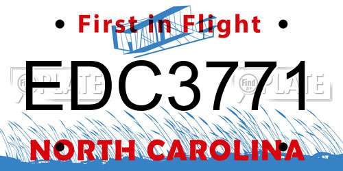 EDC3771 North Carolina License Plate