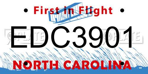 EDC3901 North Carolina License Plate
