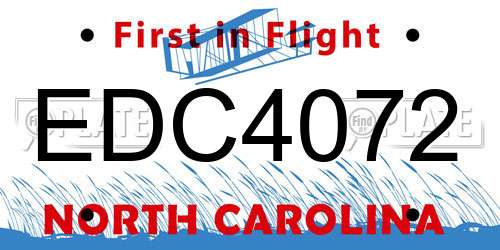 EDC4072 North Carolina License Plate