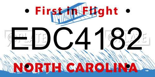 EDC4182 North Carolina License Plate