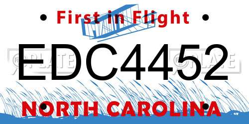 EDC4452 North Carolina License Plate