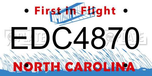 EDC4870 North Carolina License Plate