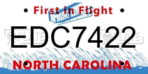EDC7422 North Carolina License Plate