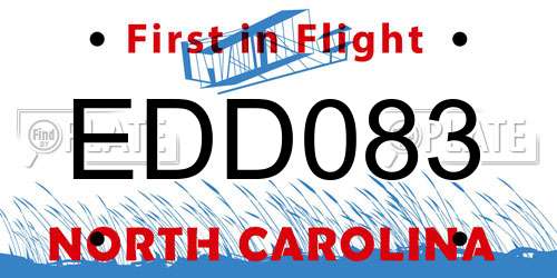 EDD083 North Carolina License Plate