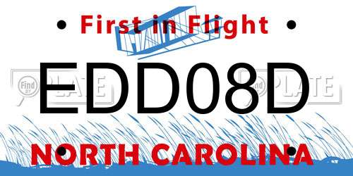 EDD08D North Carolina License Plate
