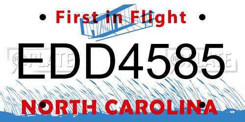 EDD4585 North Carolina License Plate