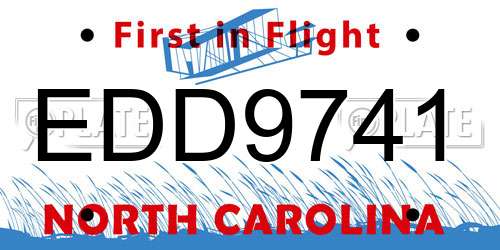 EDD9741 North Carolina License Plate