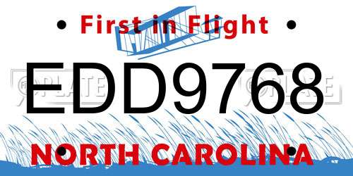 EDD9768 North Carolina License Plate