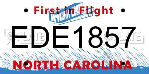 EDE1857 North Carolina License Plate