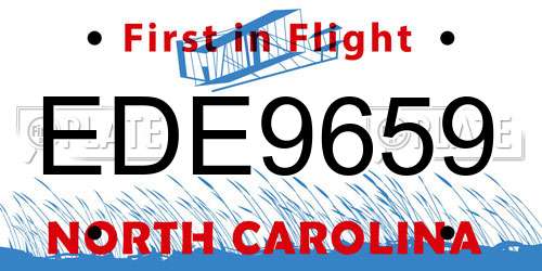 EDE9659 North Carolina License Plate