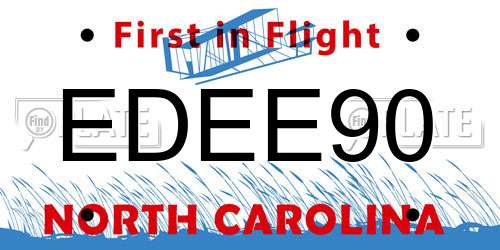 EDEE90 North Carolina License Plate