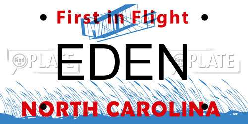 EDEN North Carolina License Plate