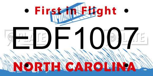 EDF1007 North Carolina License Plate