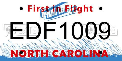 EDF1009 North Carolina License Plate