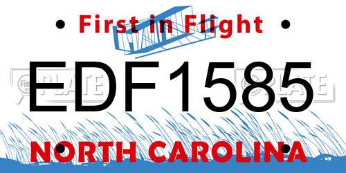 EDF1585 North Carolina License Plate