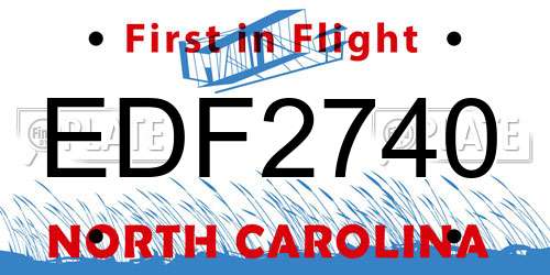 EDF2740 North Carolina License Plate