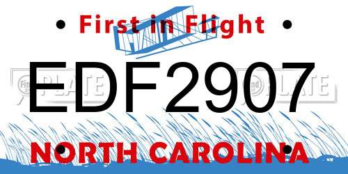 EDF2907 North Carolina License Plate