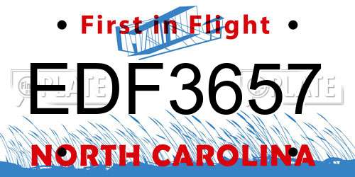 EDF3657 North Carolina License Plate