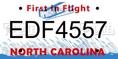 EDF4557 North Carolina License Plate