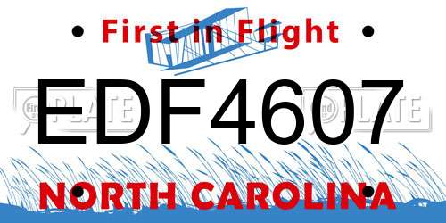 EDF4607 North Carolina License Plate