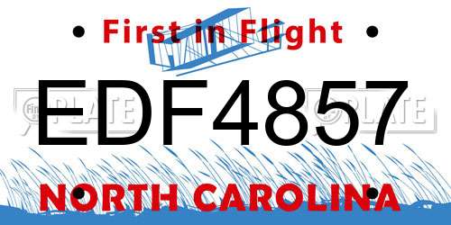 EDF4857 North Carolina License Plate