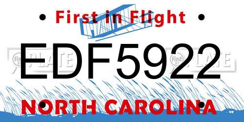 EDF5922 North Carolina License Plate