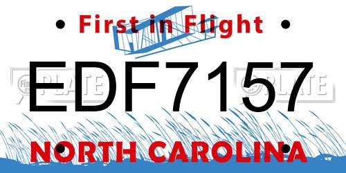 EDF7157 North Carolina License Plate