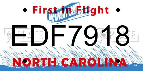 EDF7918 North Carolina License Plate