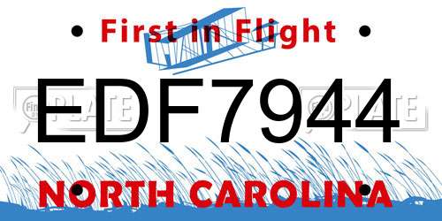 EDF7944 North Carolina License Plate