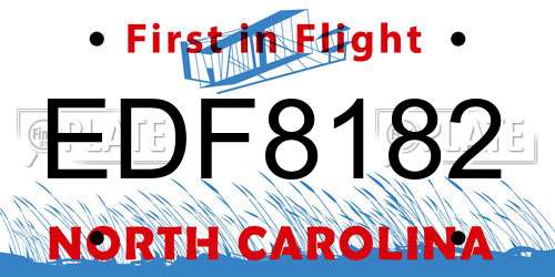 EDF8182 North Carolina License Plate