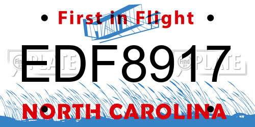 EDF8917 North Carolina License Plate